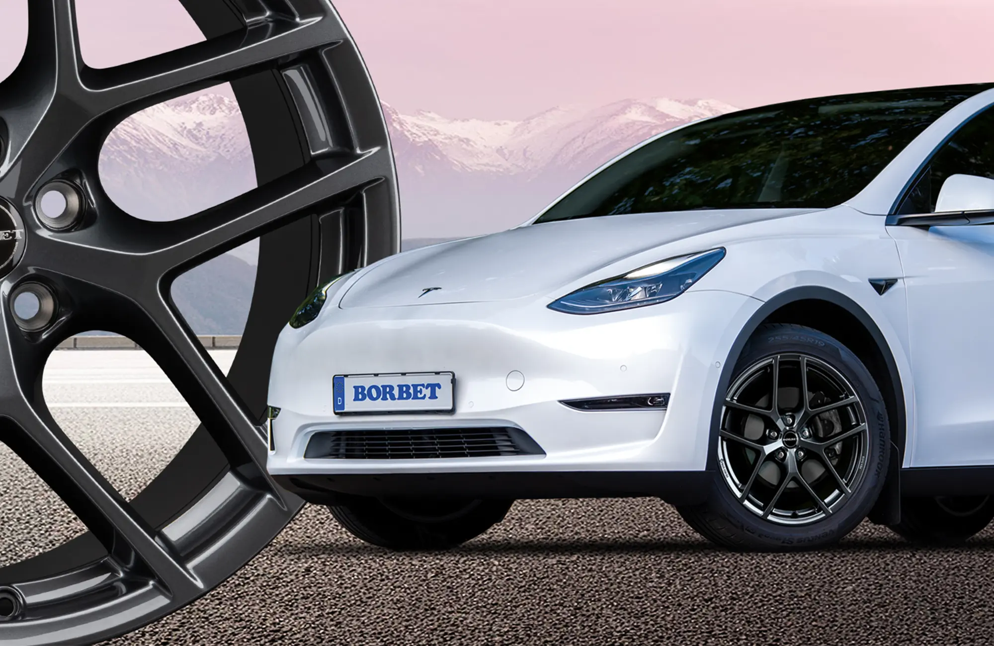 BORBET Y Felge Tesla Y mit Rad 2500x1300